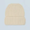 FROM FUTURE Bonnet à Revers à Cotes Ecru Best Sale