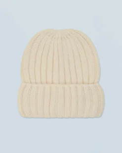 FROM FUTURE Bonnet à Revers à Cotes Ecru Best Sale