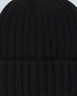 FROM FUTURE Bonnet à Revers à Cotes Noir Flash Sale