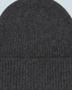 FROM FUTURE Bonnet à Revers à Petites Cotes Anthracite New
