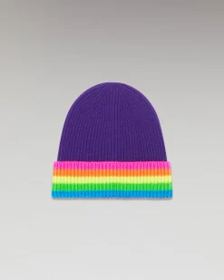 FROM FUTURE Bonnet à Revers Bandes Multicolore WinterPurple Cheap
