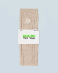 FROM FUTURE Chaussettes Hautes BeigeChiné Best Sale