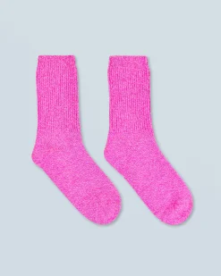 FROM FUTURE Chaussettes Mi-hautes à Cotes PinkMouliné Best Sale