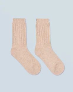 FROM FUTURE Chaussettes Mi-hautes à Cotes BeigeChiné Hot