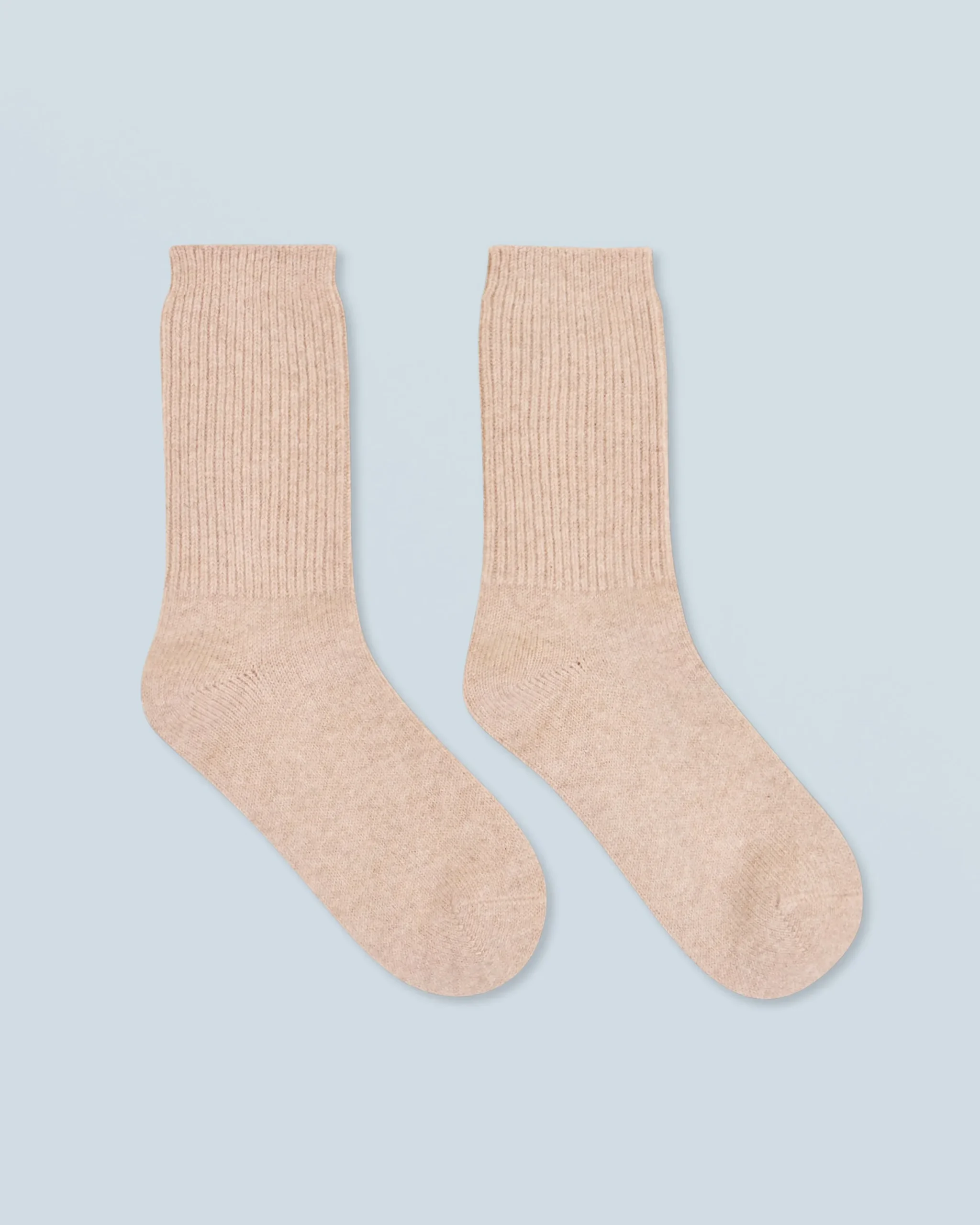 FROM FUTURE Chaussettes Mi-hautes à Cotes BeigeChiné Hot