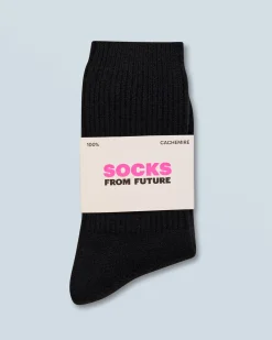 FROM FUTURE Chaussettes Mi-hautes à Cotes Noir Store