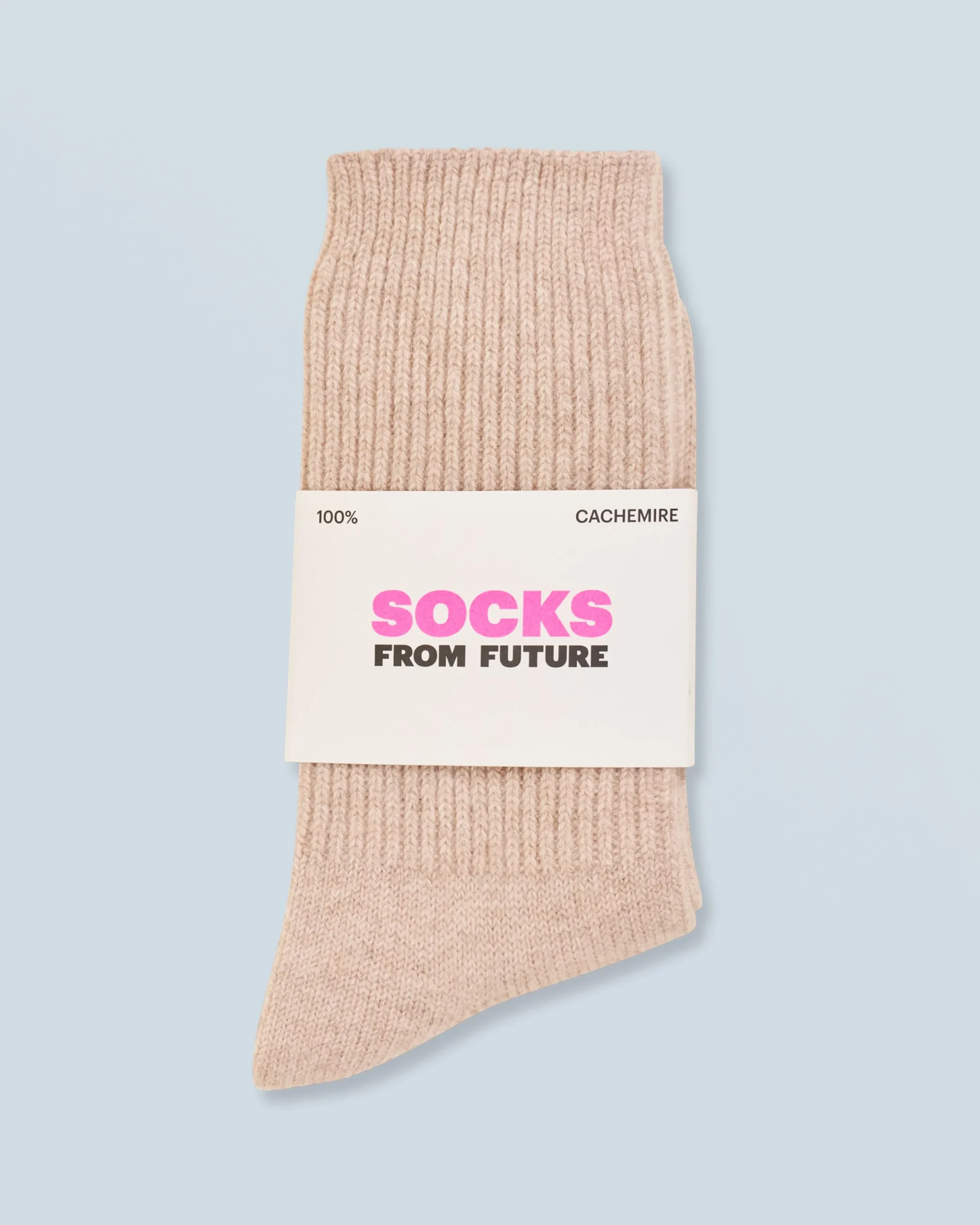 FROM FUTURE Chaussettes Mi-hautes à Cotes BeigeChiné Hot