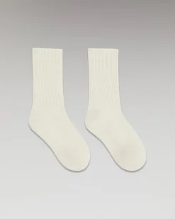 FROM FUTURE Chaussettes Mi-hautes à Côtes Ecru Online
