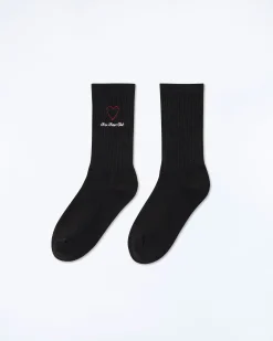 FROM FUTURE Chaussettes Mi-hautes Coeur Noir Flash Sale