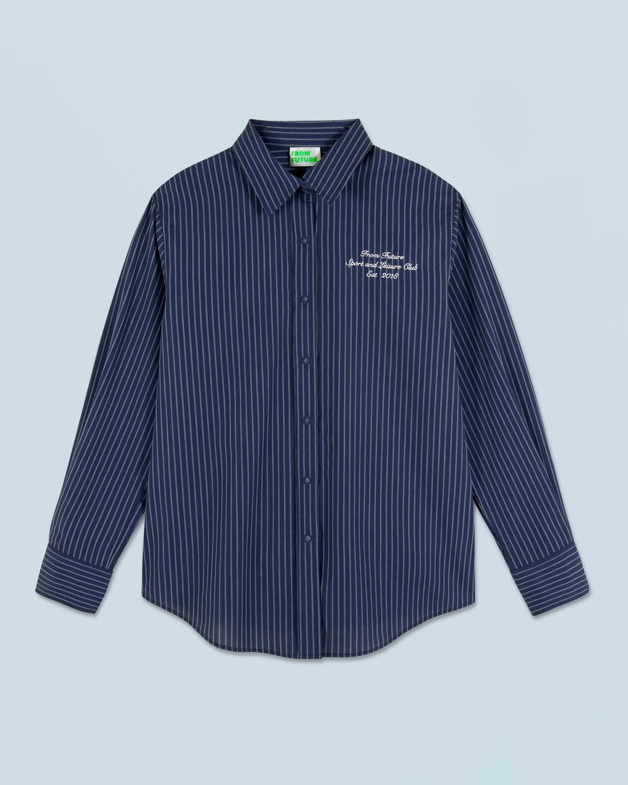 FROM FUTURE Chemise Manches Longues BleuFonceRayé Cheap