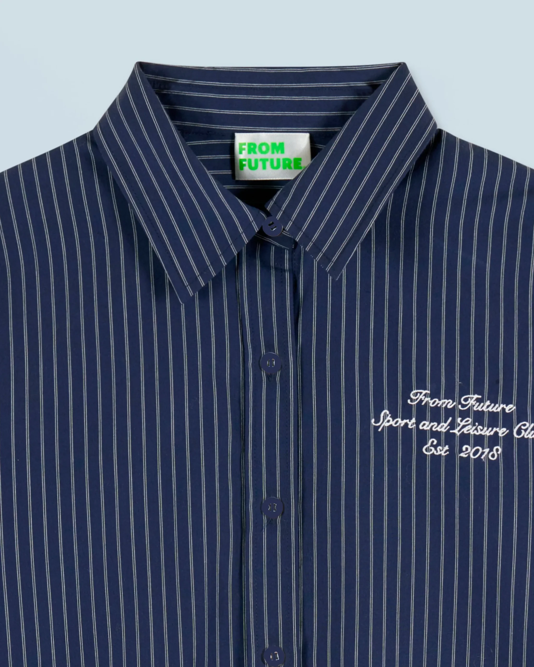FROM FUTURE Chemise Manches Longues BleuFonceRayé Cheap