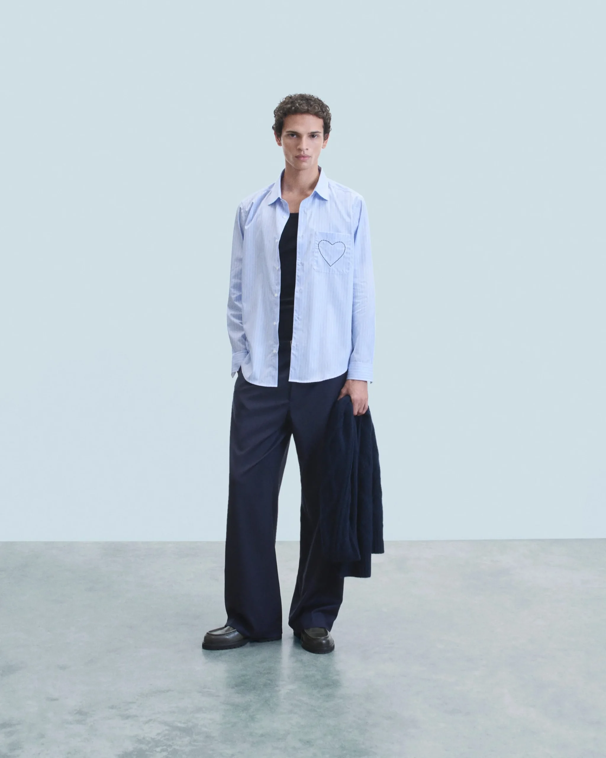 FROM FUTURE Chemise Manches Longues Coeur MultiRayuresBleuClair Online