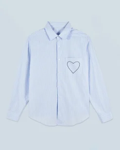 FROM FUTURE Chemise Manches Longues Coeur MultiRayuresBleuClair Online