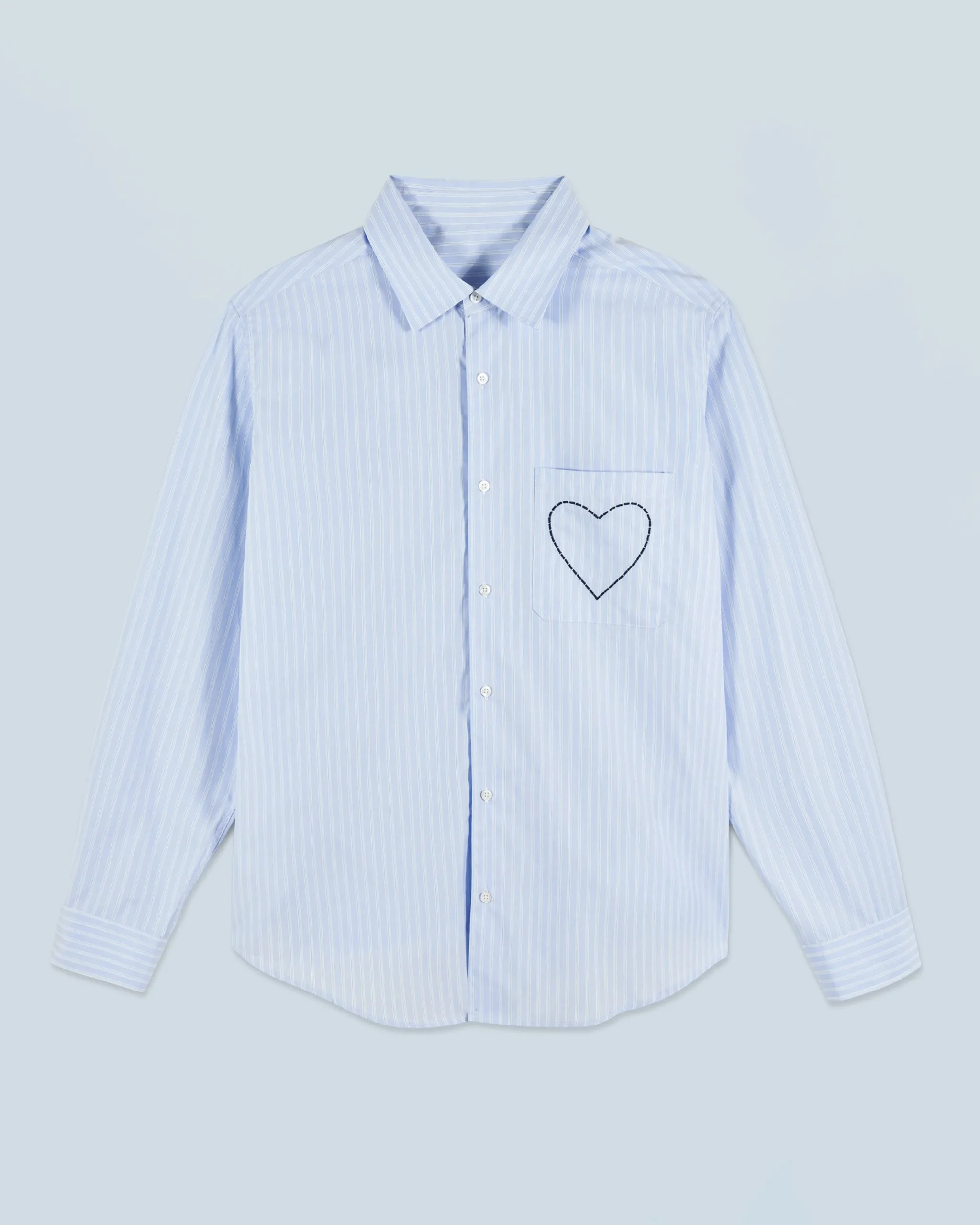 FROM FUTURE Chemise Manches Longues Coeur MultiRayuresBleuClair Online