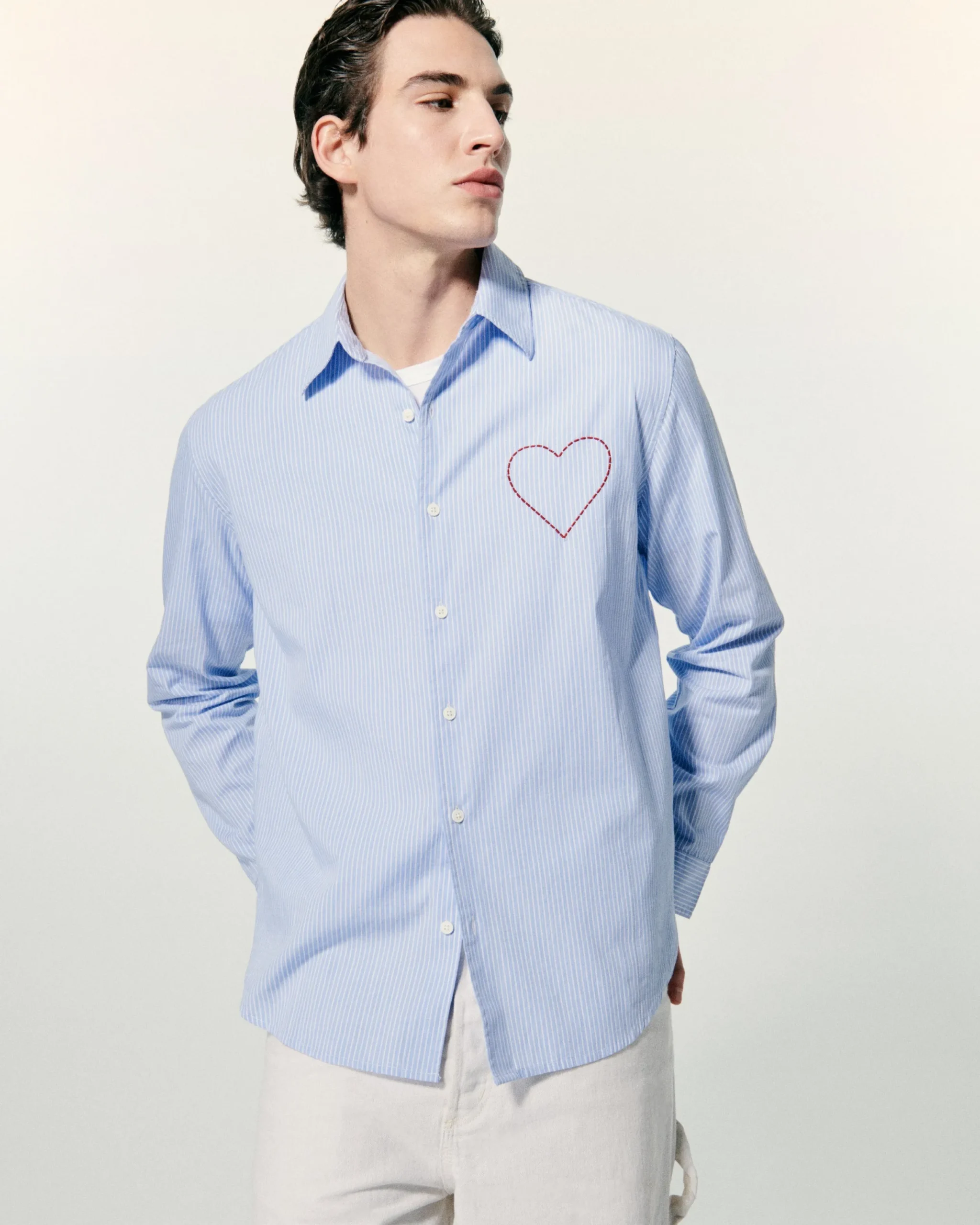 FROM FUTURE Chemise Manches Longues Popeline BleuRayé Online