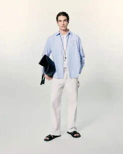 FROM FUTURE Chemise Manches Longues Popeline BleuRayé Online