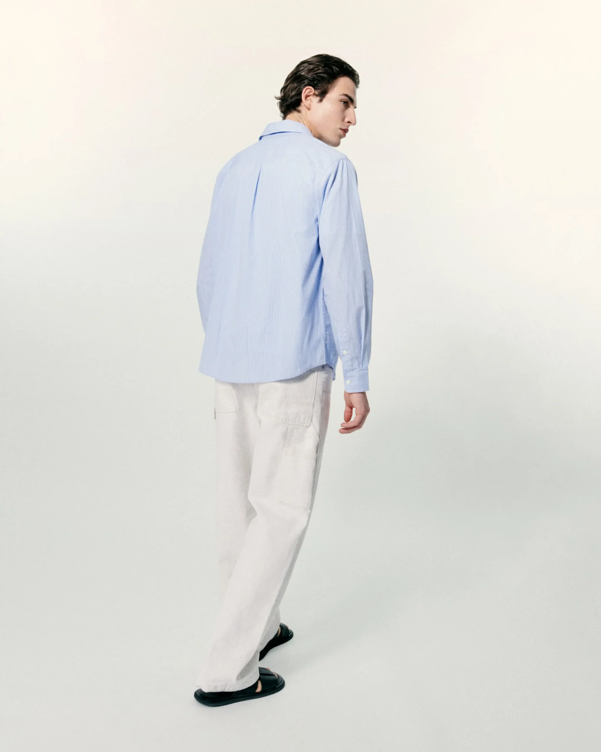 FROM FUTURE Chemise Manches Longues Popeline BleuRayé Online