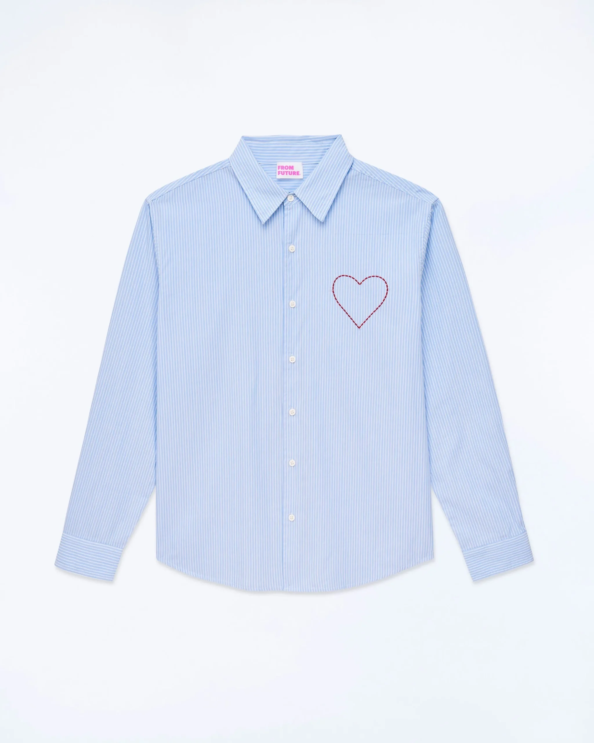 FROM FUTURE Chemise Manches Longues Popeline BleuRayé Online