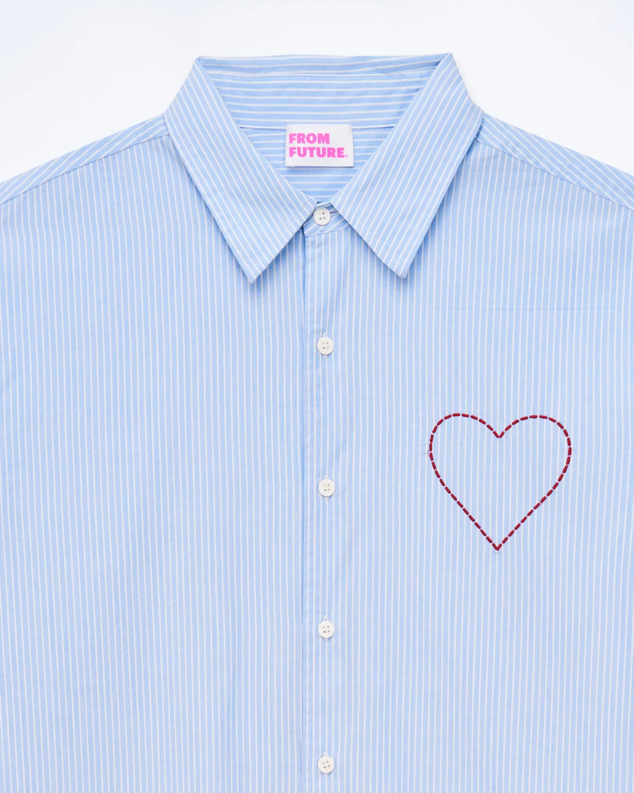 FROM FUTURE Chemise Manches Longues Popeline BleuRayé Online