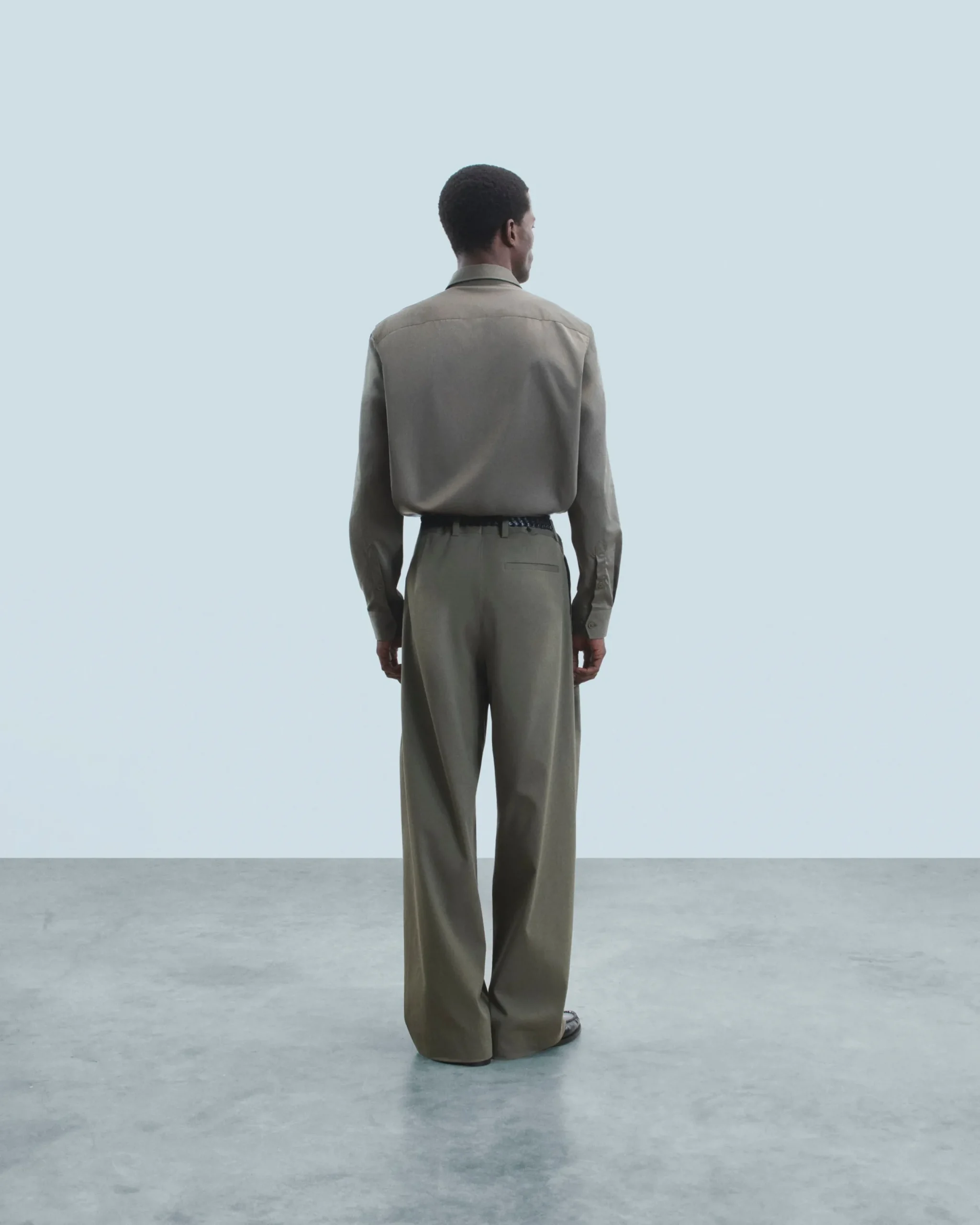 FROM FUTURE Chemise Manches Longues Uni Broderie Kaki Best