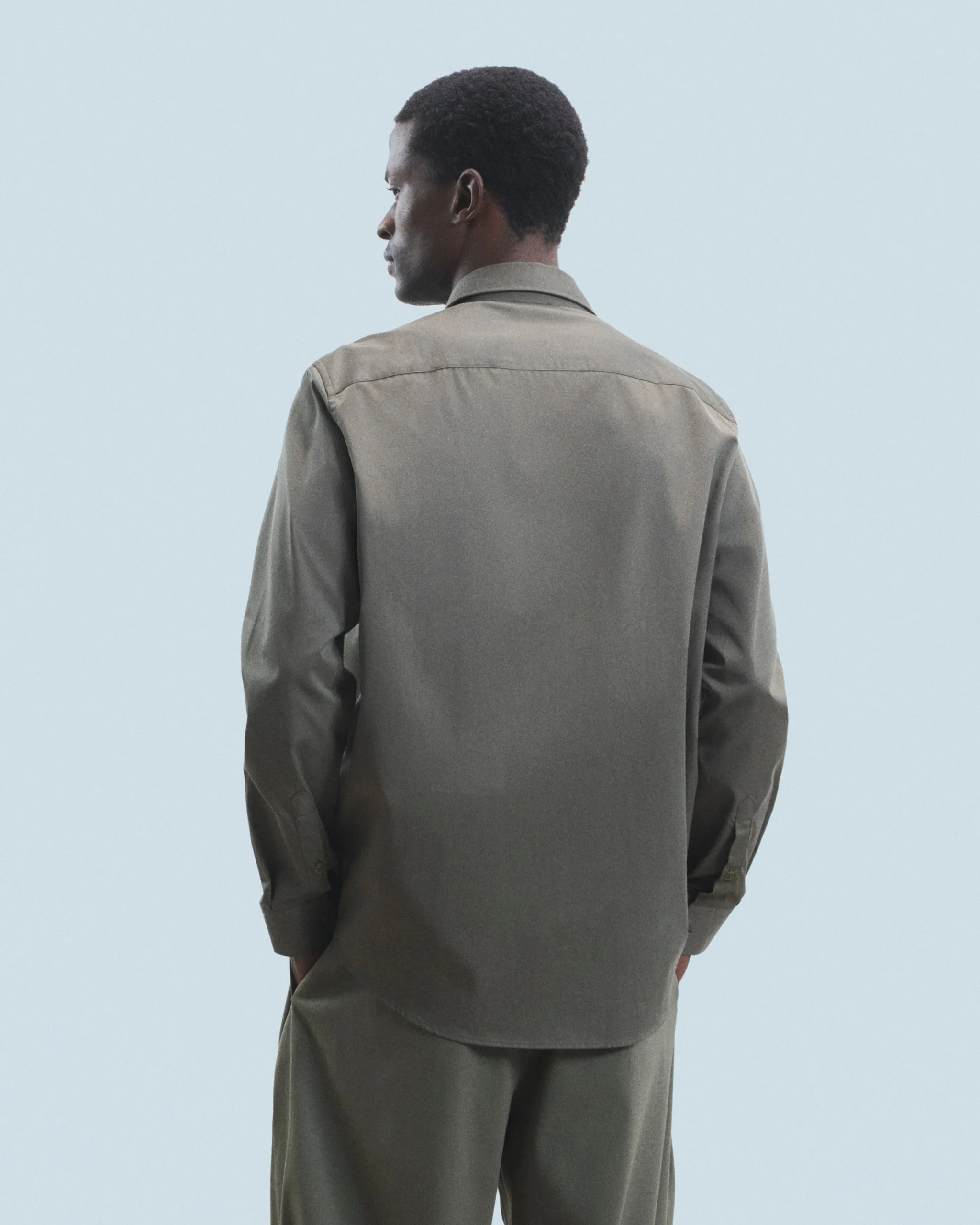 FROM FUTURE Chemise Manches Longues Uni Broderie Kaki Best