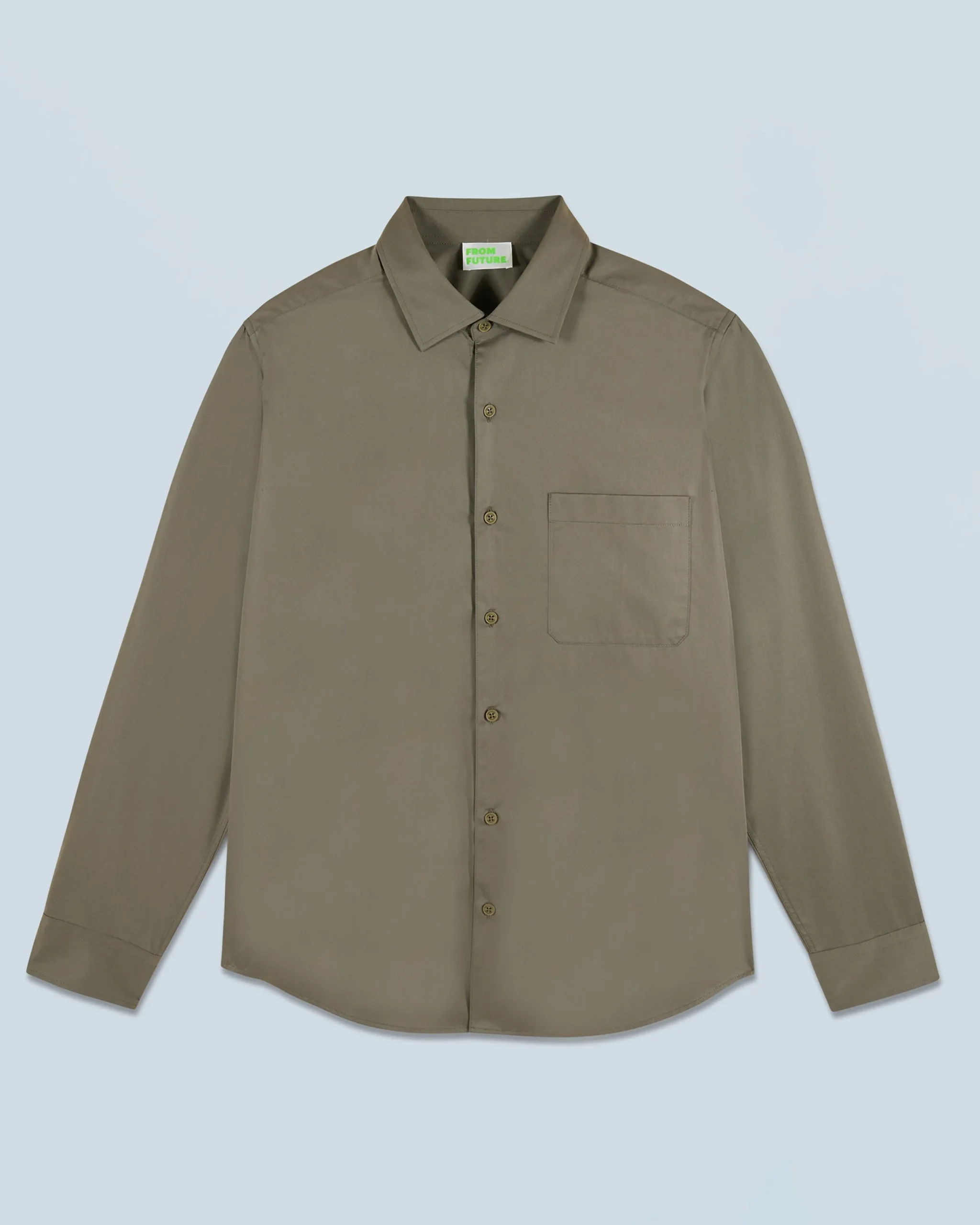 FROM FUTURE Chemise Manches Longues Uni Broderie Kaki Best