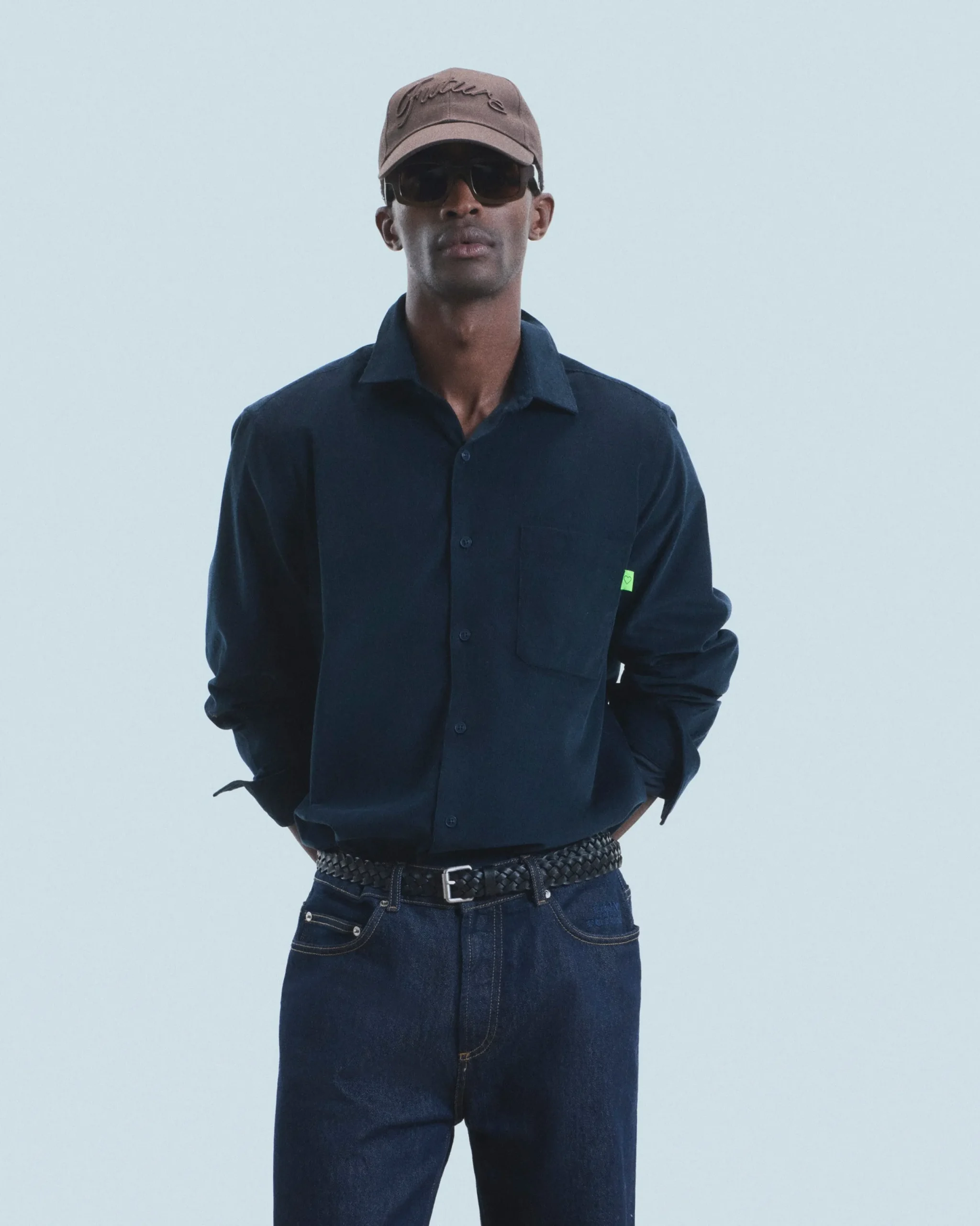 FROM FUTURE Chemise Manches Longues Velours Cotelé Navy Fashion