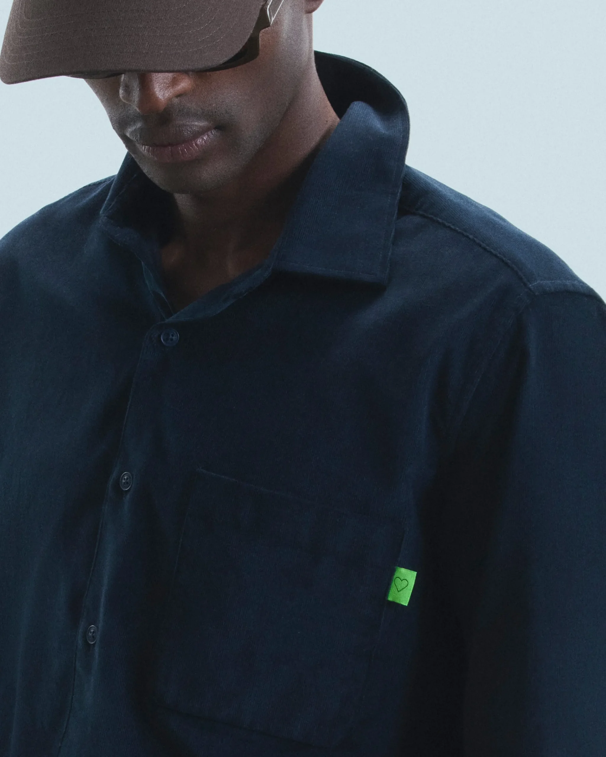 FROM FUTURE Chemise Manches Longues Velours Cotelé Navy Fashion