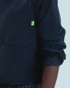 FROM FUTURE Chemise Manches Longues Velours Cotelé Navy Fashion