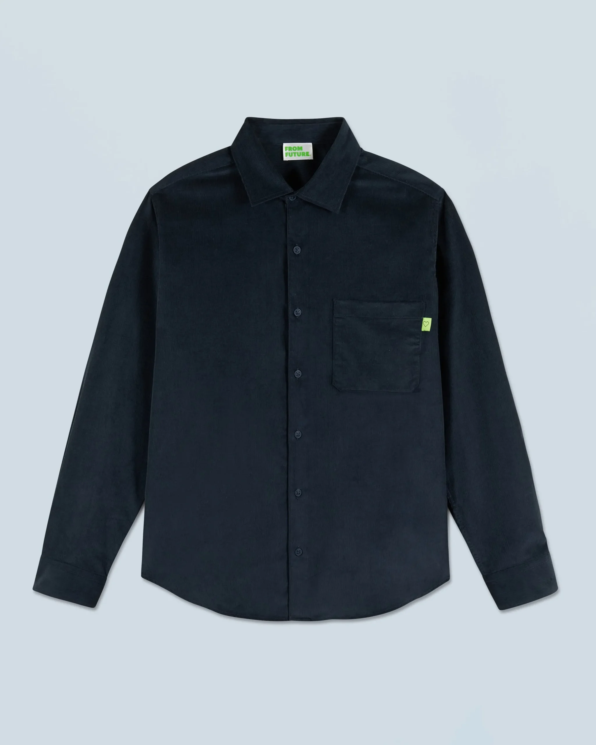 FROM FUTURE Chemise Manches Longues Velours Cotelé Navy Fashion