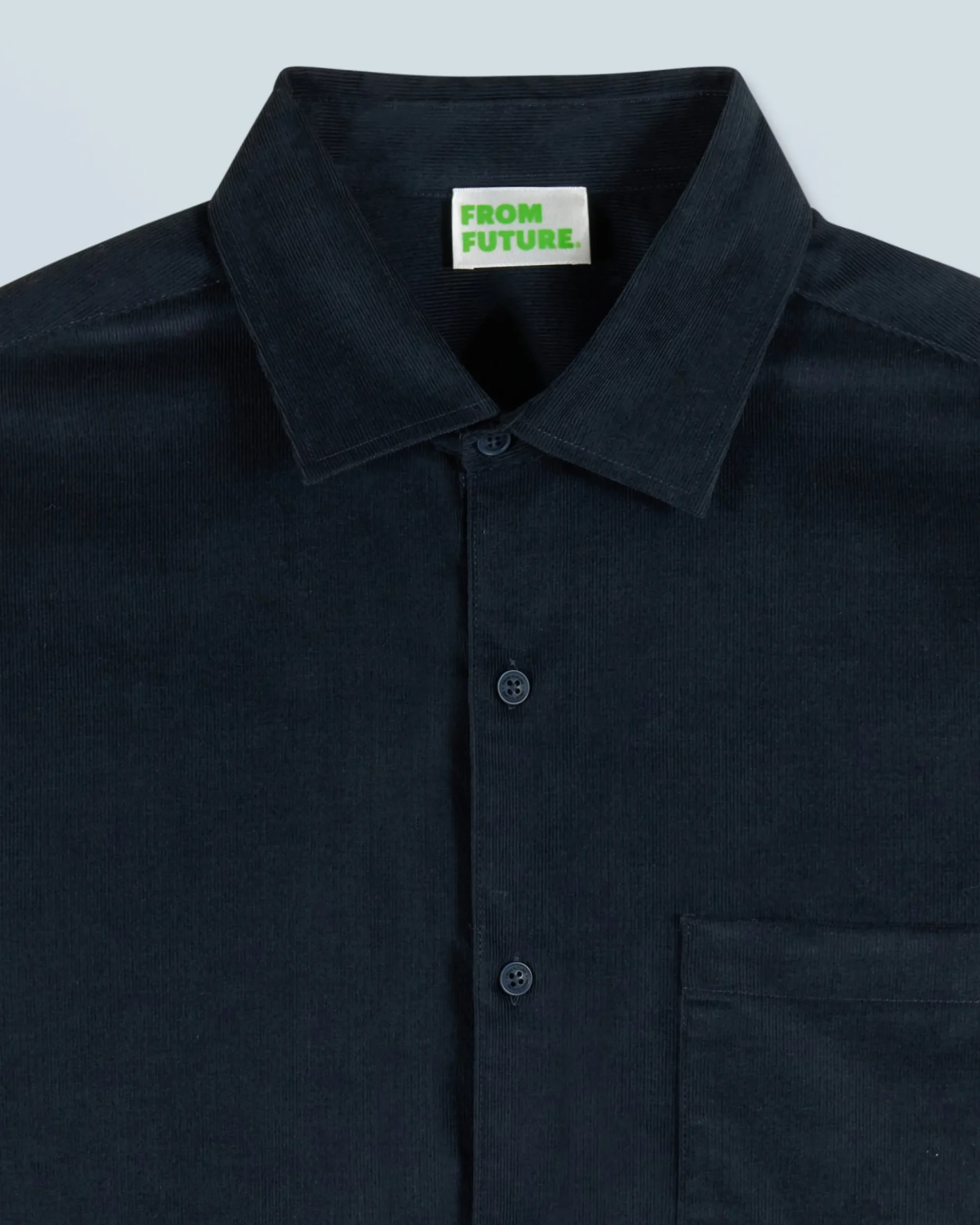 FROM FUTURE Chemise Manches Longues Velours Cotelé Navy Fashion