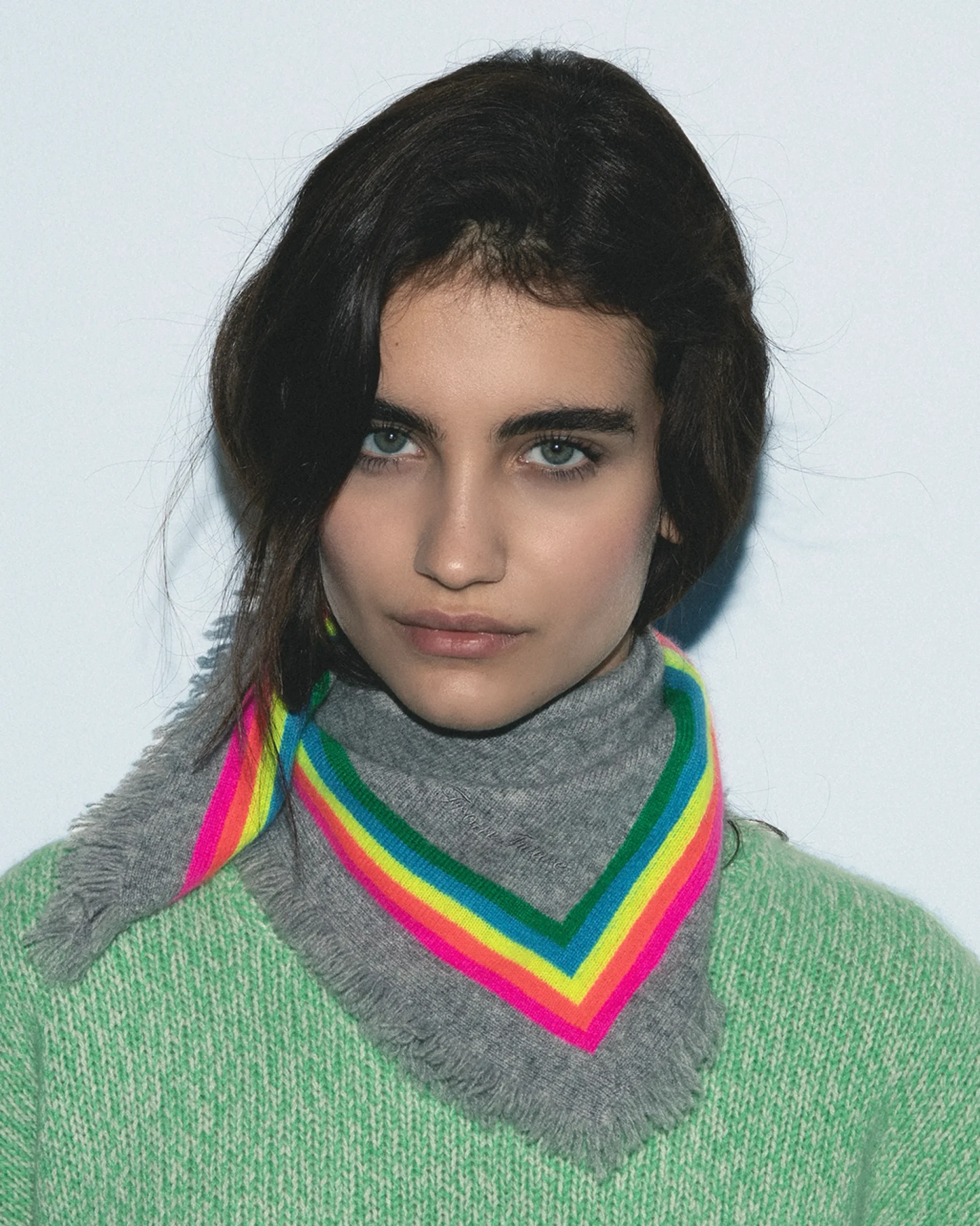 FROM FUTURE Foulard Regular Bande Multicolore GrisChinéFoncé Clearance
