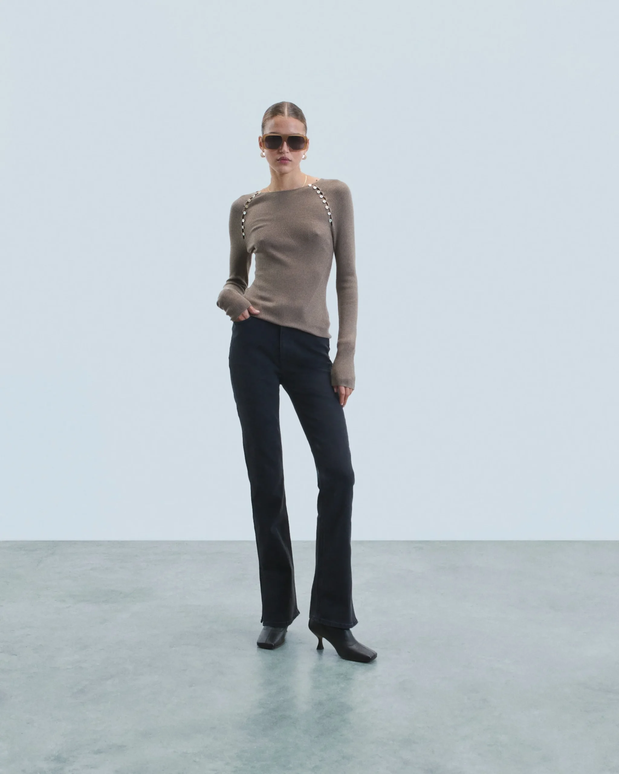 FROM FUTURE Joe Jean Bootcut Fente Noir Flash Sale