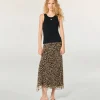 FROM FUTURE Jupe Mi Longue Mousseline WinterLeopard Best