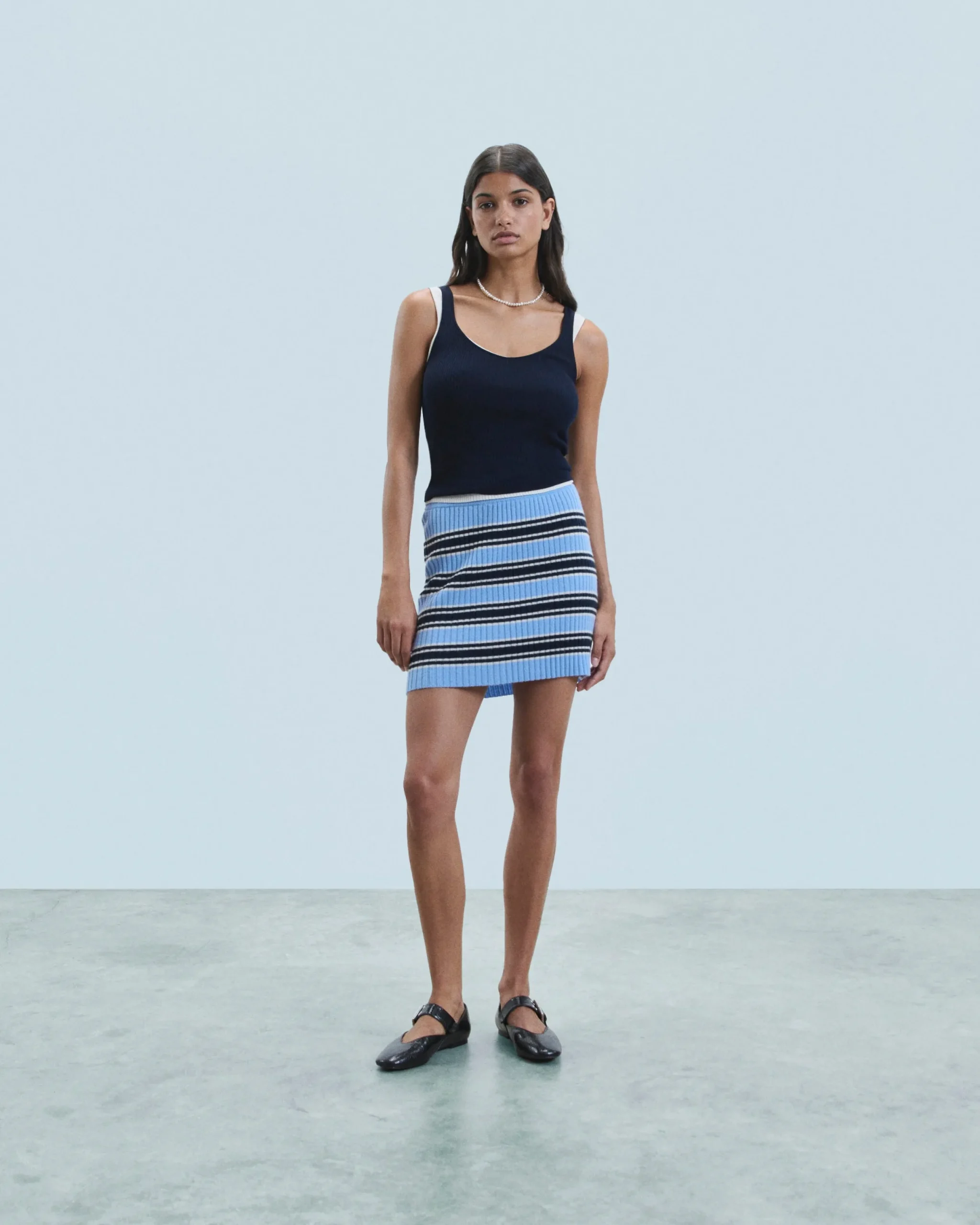 FROM FUTURE Jupe Mini Rayée FairyBlue Clearance
