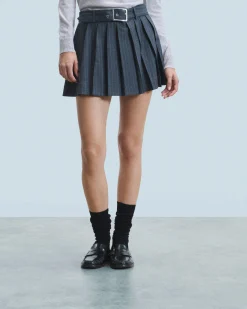 FROM FUTURE Jupe Mini Tailoring RayuresGris Sale