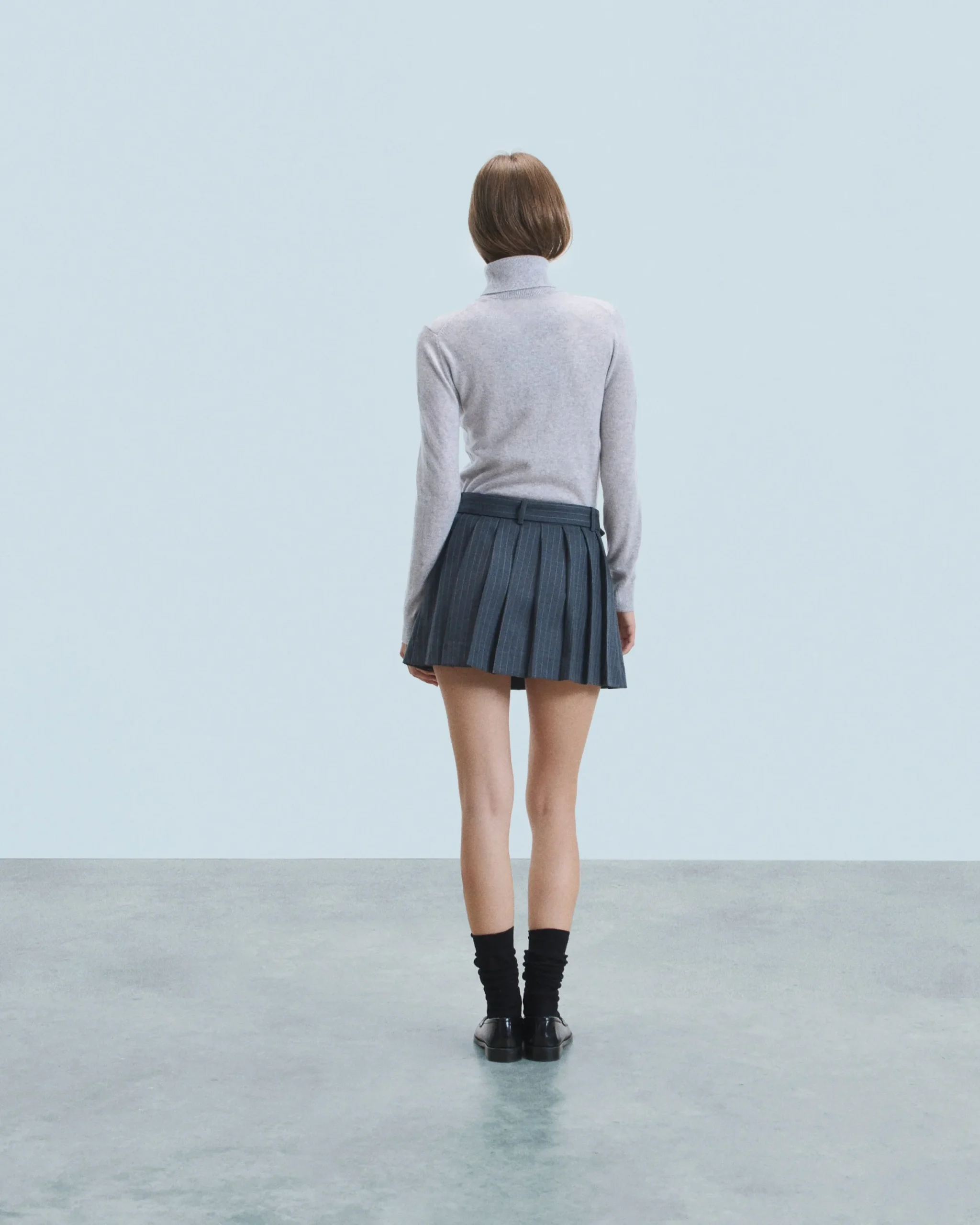 FROM FUTURE Jupe Mini Tailoring RayuresGris Sale