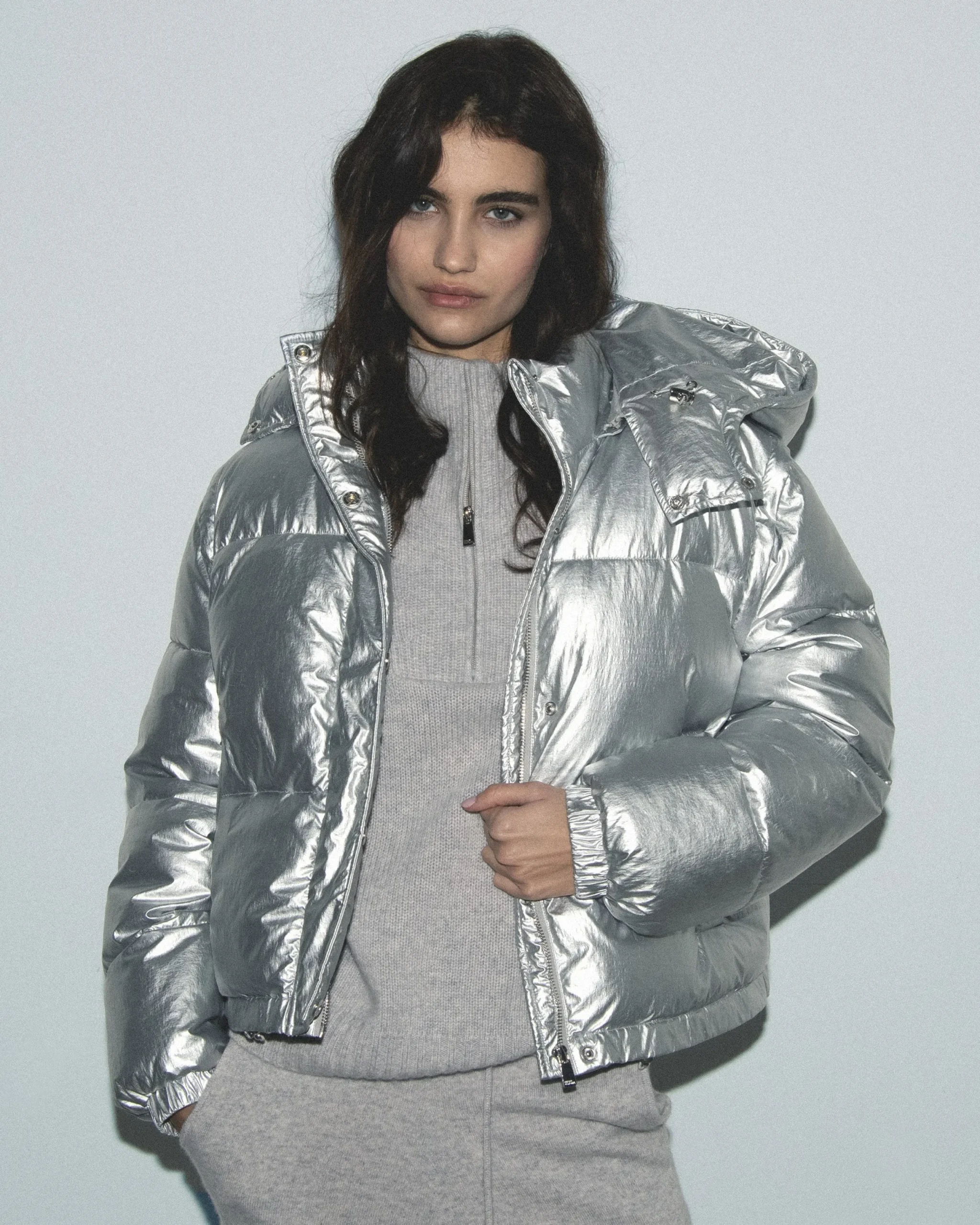 FROM FUTURE Outerwear Doudoune Craquelée Silver Clearance