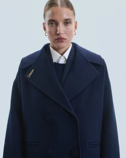 FROM FUTURE Outerwear Manteau Double Boutonnage Navy Outlet