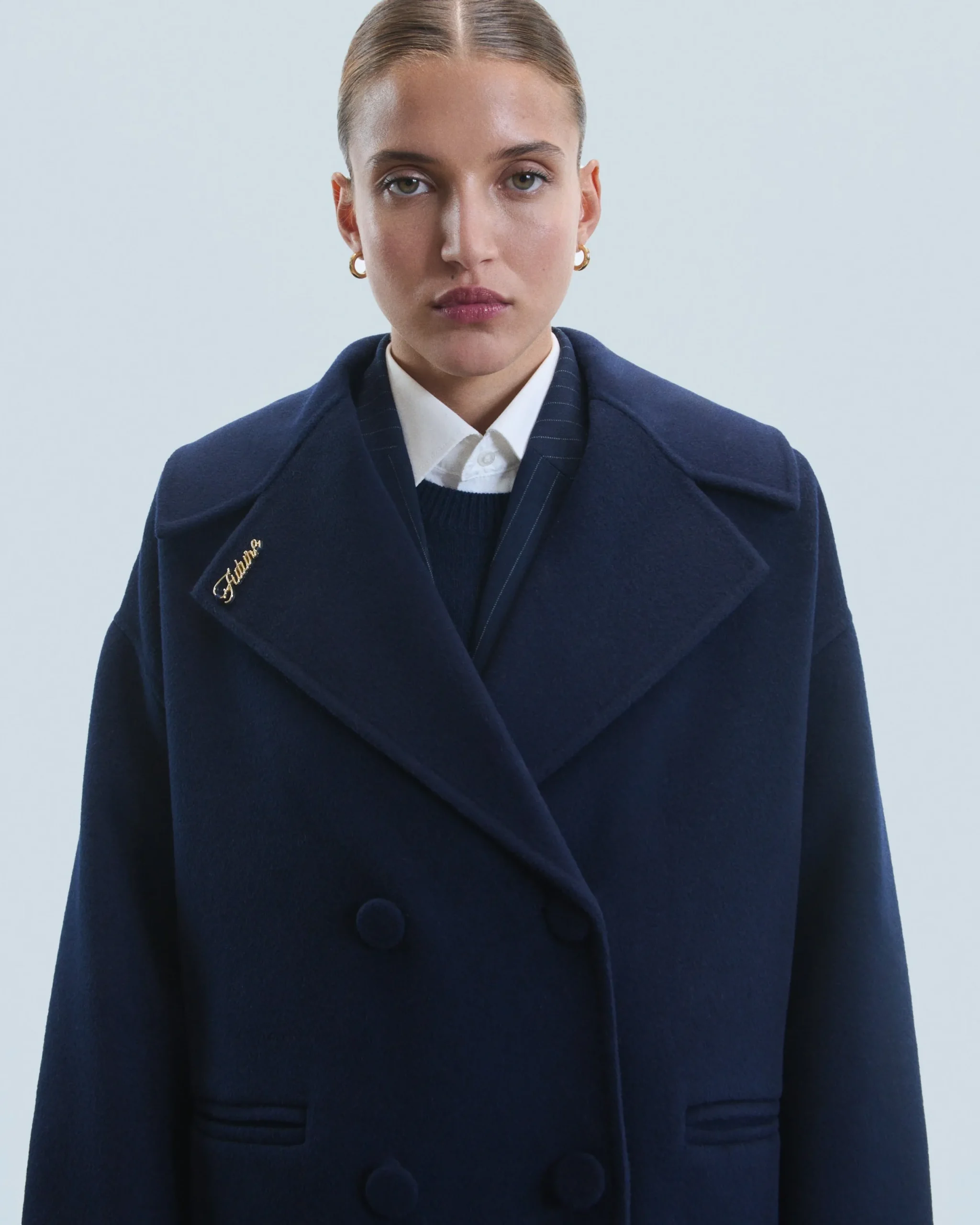 FROM FUTURE Outerwear Manteau Double Boutonnage Navy Outlet