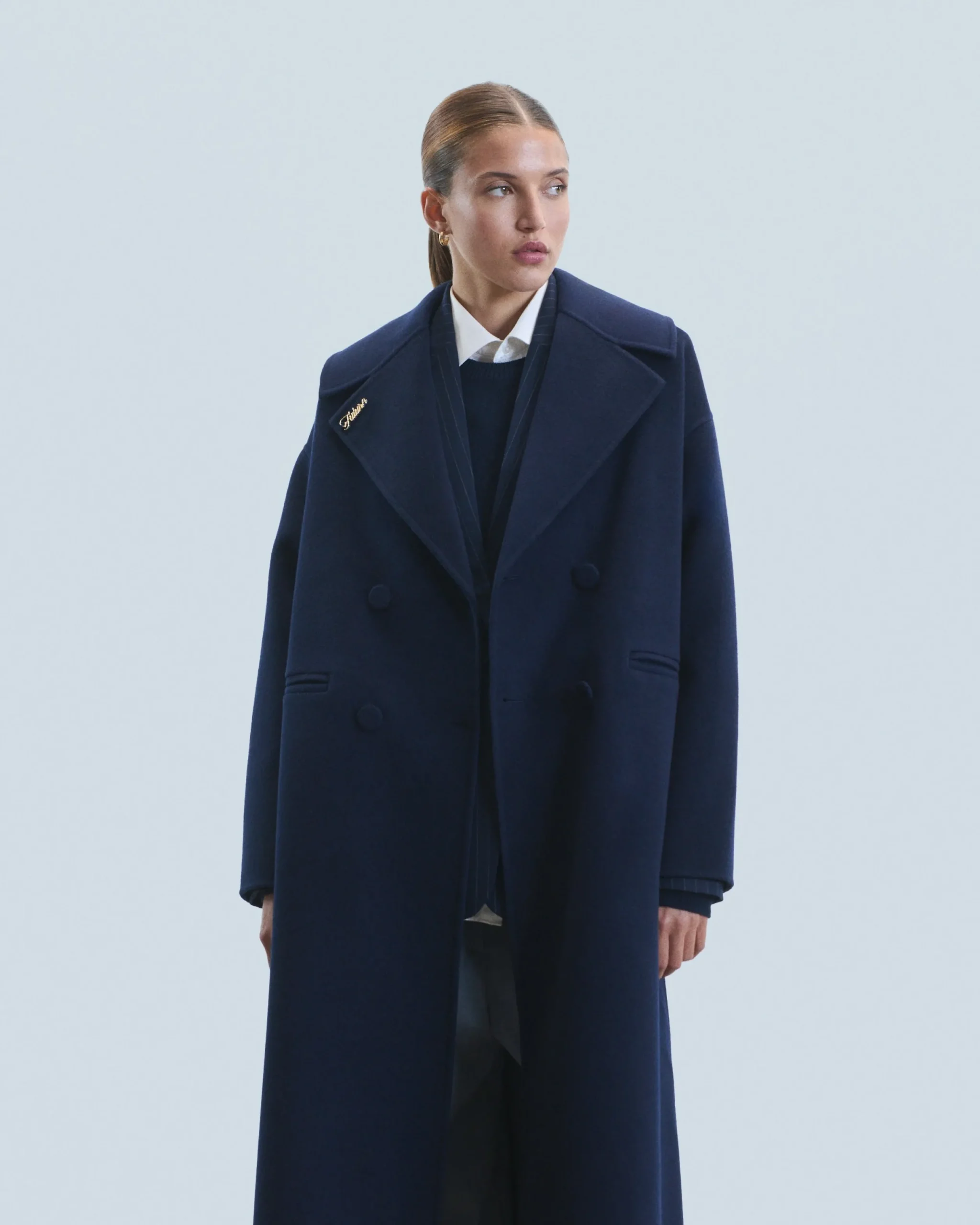 FROM FUTURE Outerwear Manteau Double Boutonnage Navy Outlet