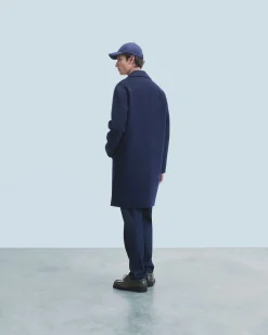 FROM FUTURE Outerwear Manteau Long Double Face Navy Outlet