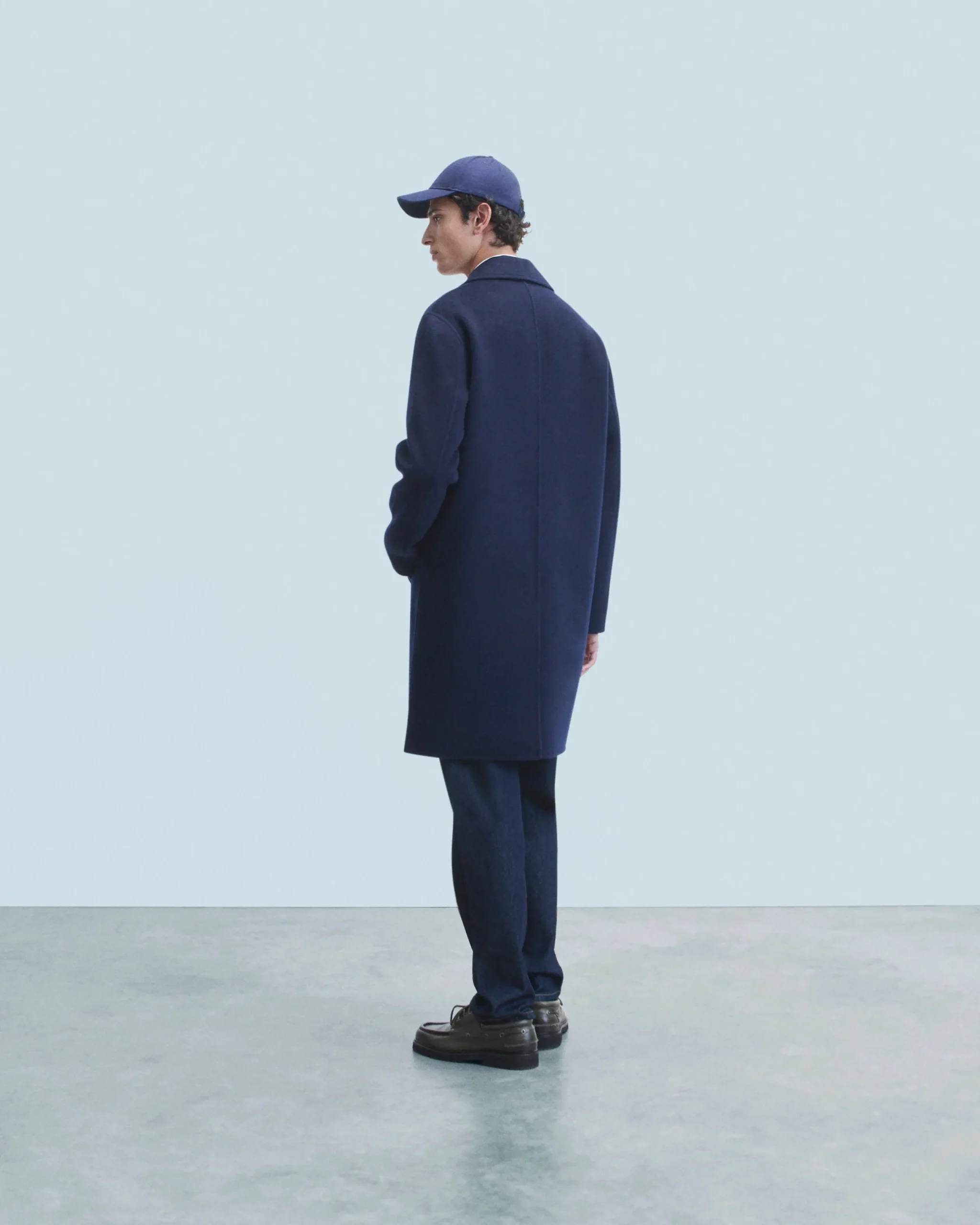 FROM FUTURE Outerwear Manteau Long Double Face Navy Outlet