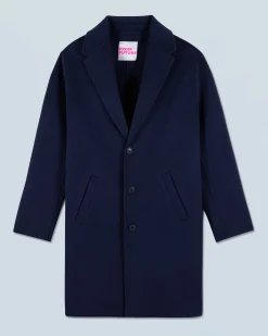 FROM FUTURE Outerwear Manteau Long Double Face Navy Outlet