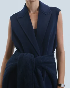 FROM FUTURE Outerwear Manteau Sans Manches Navy Shop