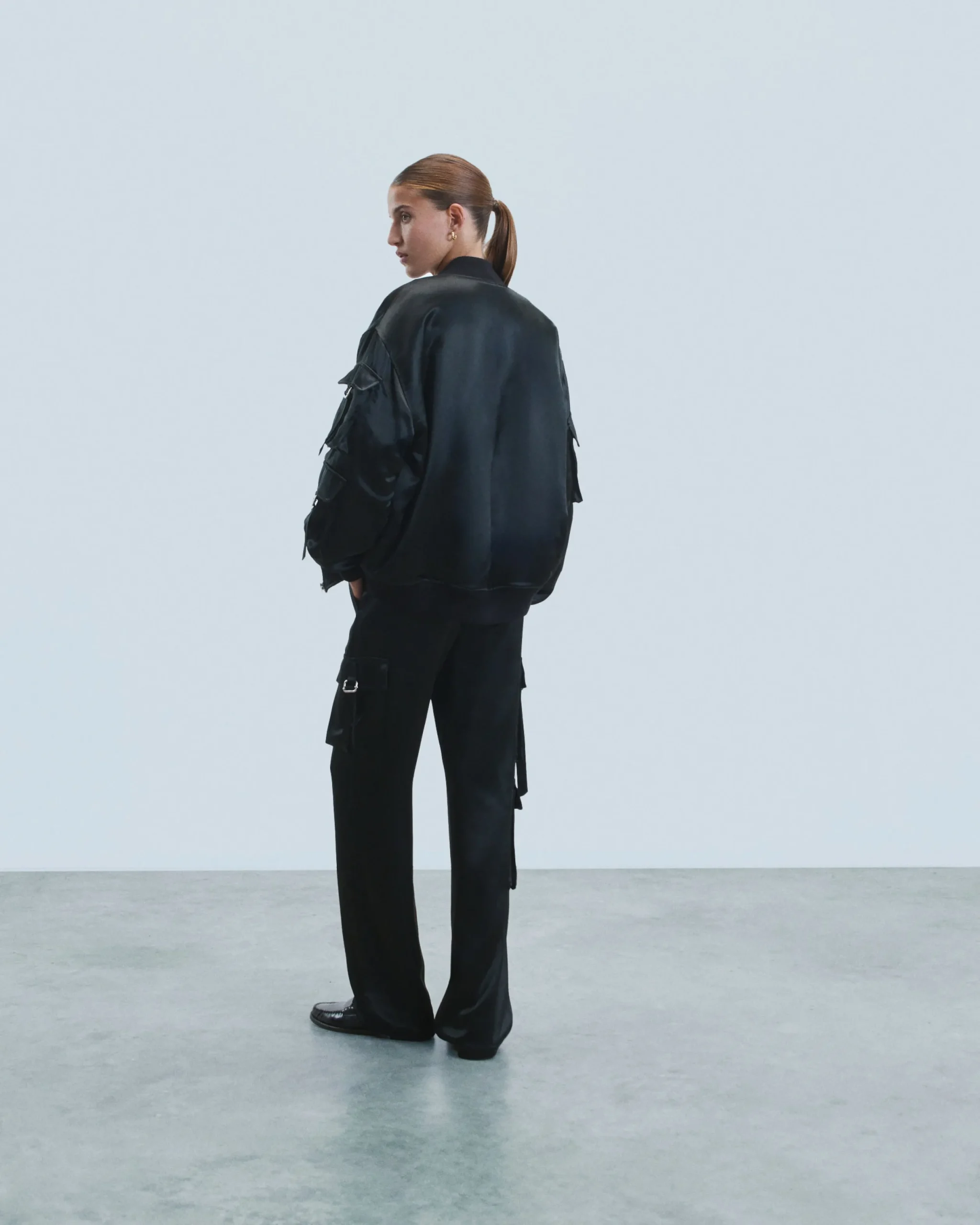 FROM FUTURE Outerwear Veste Bombers Satin Noir Store