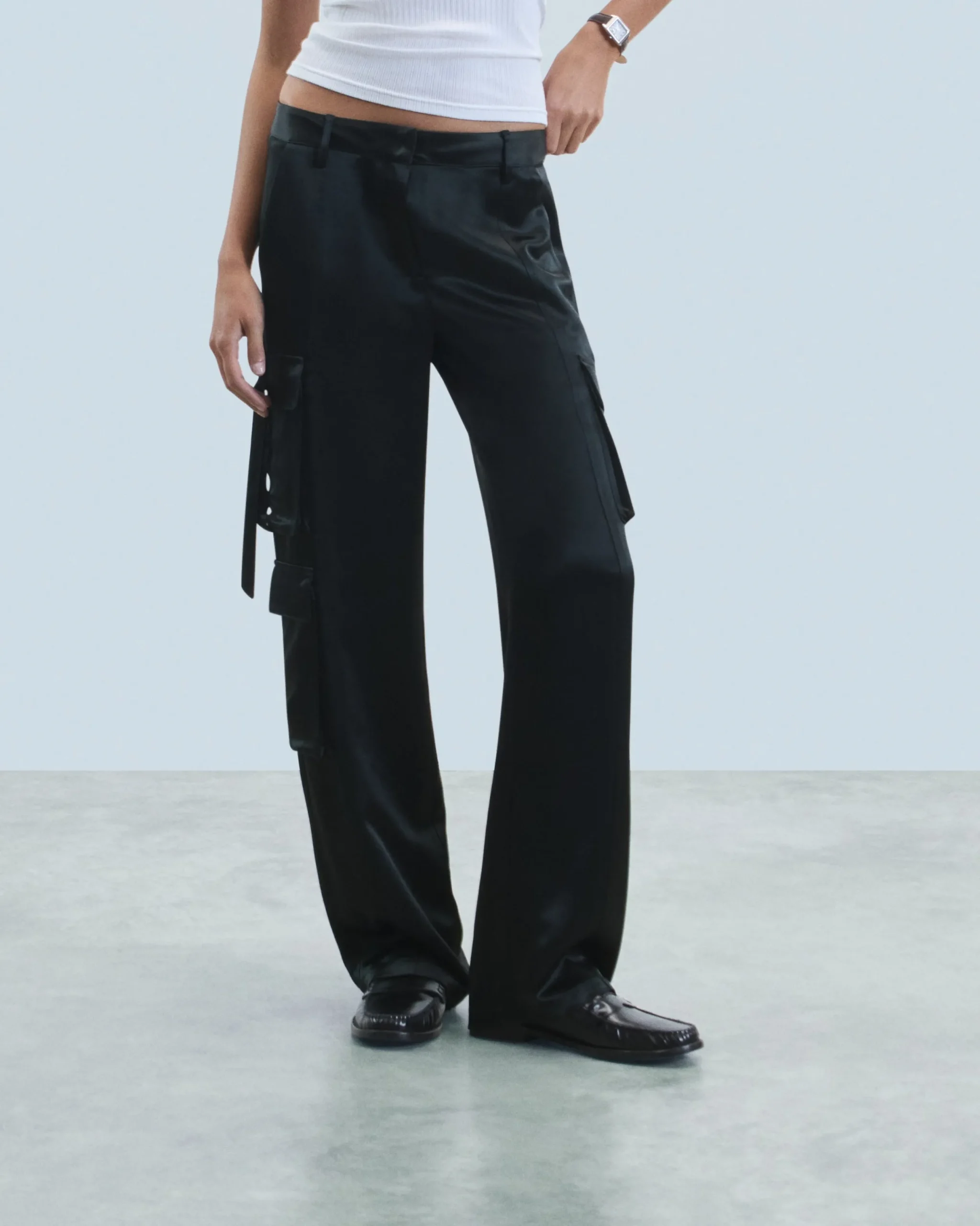 FROM FUTURE Pantalon Cargo Noir Cheap