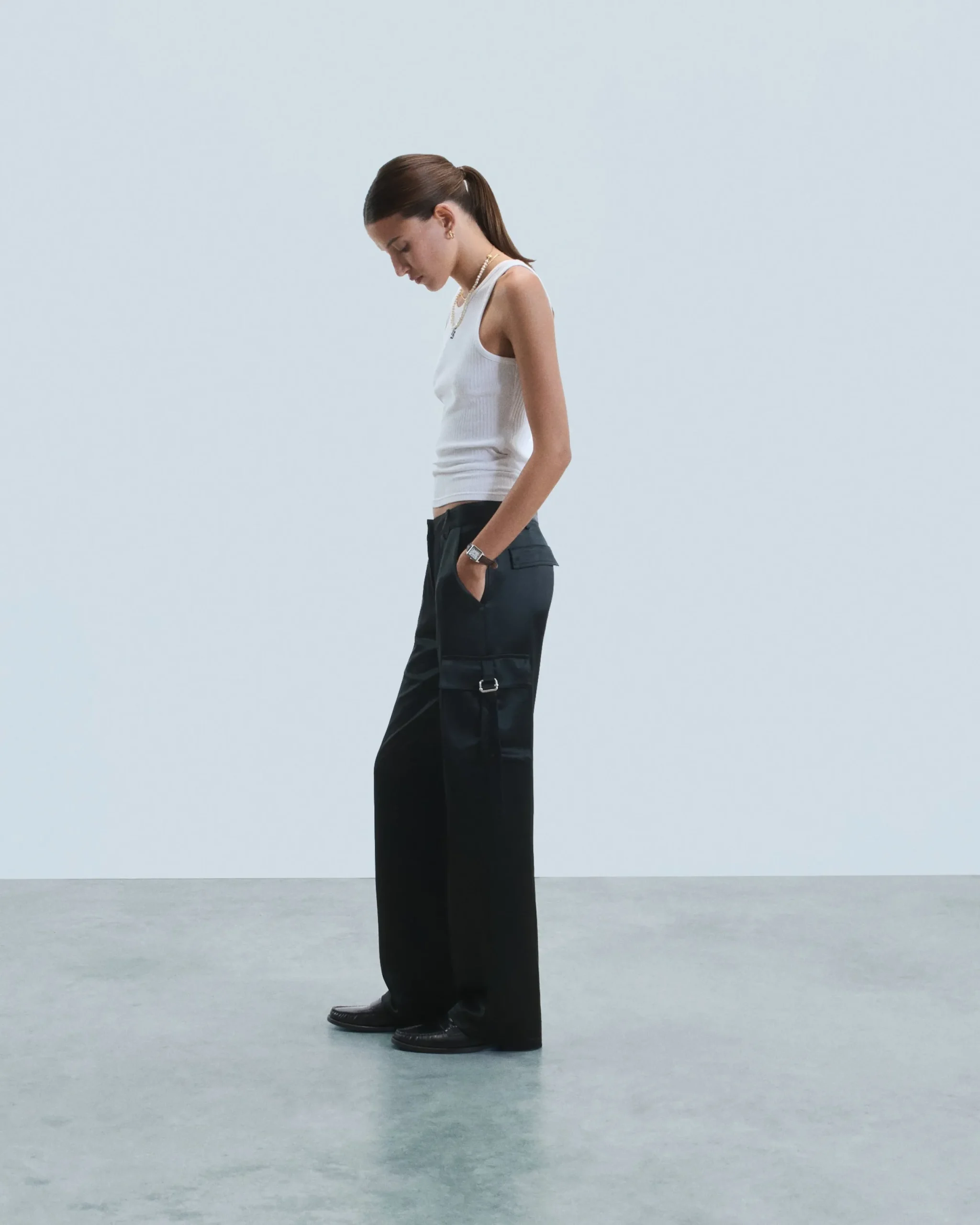 FROM FUTURE Pantalon Cargo Noir Cheap