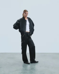 FROM FUTURE Pantalon Cargo Noir Cheap