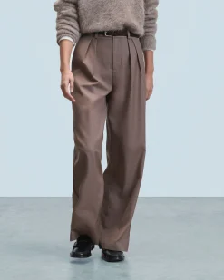 FROM FUTURE Pantalon Large Tailoring Taupe Cheap